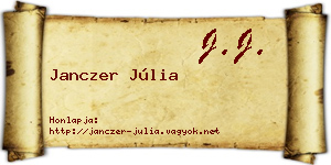 Janczer Júlia névjegykártya